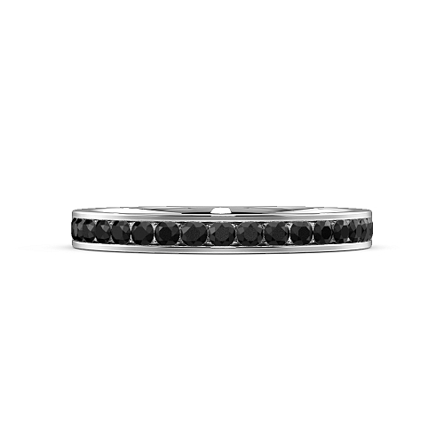 Channel Setting Round Flat Black Eternity Diamond Rings