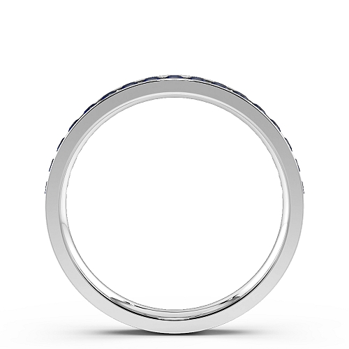 Channel Setting Round flat Blue Sapphire Half Eternity Wedding Band