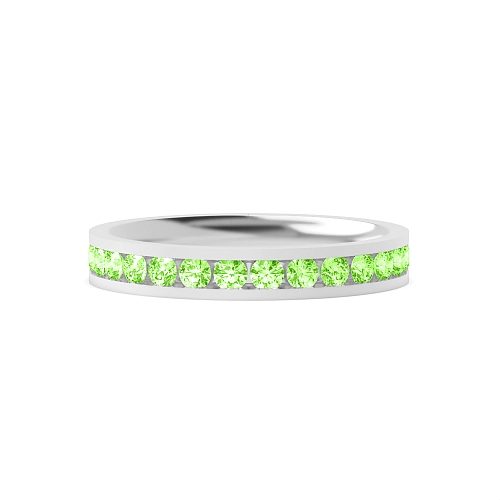 Channel Setting Round Flat Green Lab Grown Band Diamond Rings