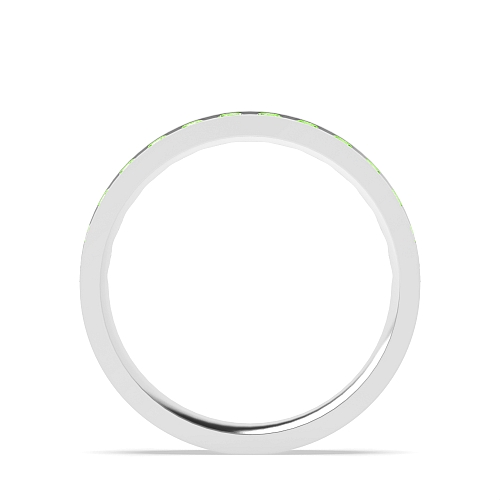 Channel Setting Round Flat Green Lab Grown Band Diamond Rings