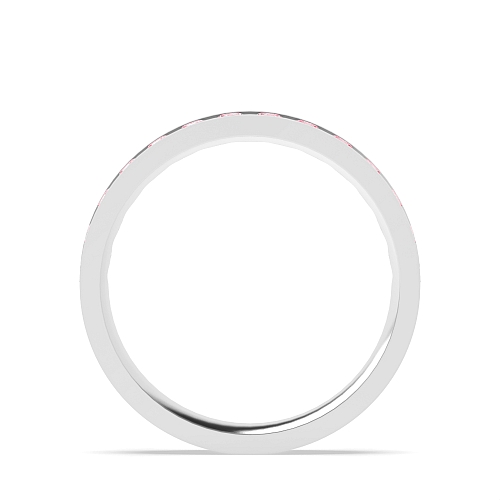 Channel Setting Round Flat Pink Lab Grown Band Diamond Rings