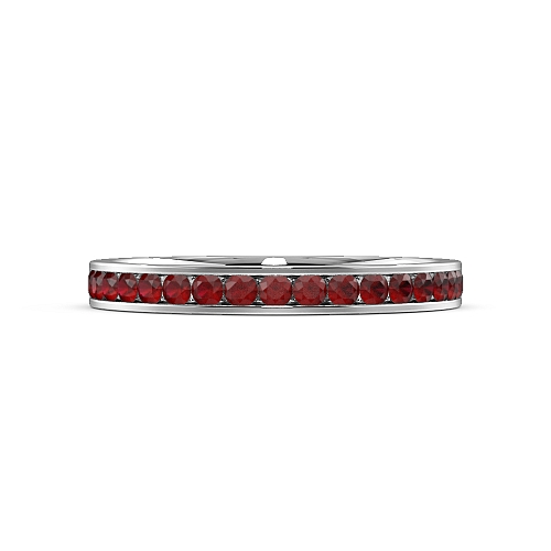 Channel Setting Round Flat Ruby Diamond Rings