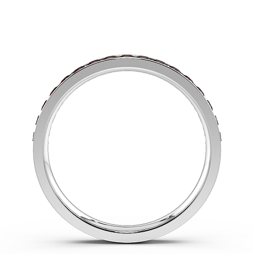Channel Setting Round Flat Ruby Diamond Rings