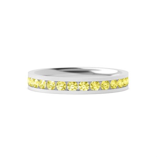 Channel Setting Round Flat Yellow Lab Grown Band Diamond Rings