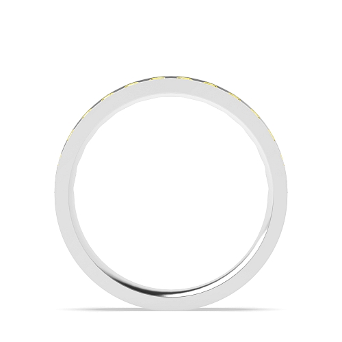 Channel Setting Round Flat Yellow Lab Grown Band Diamond Rings