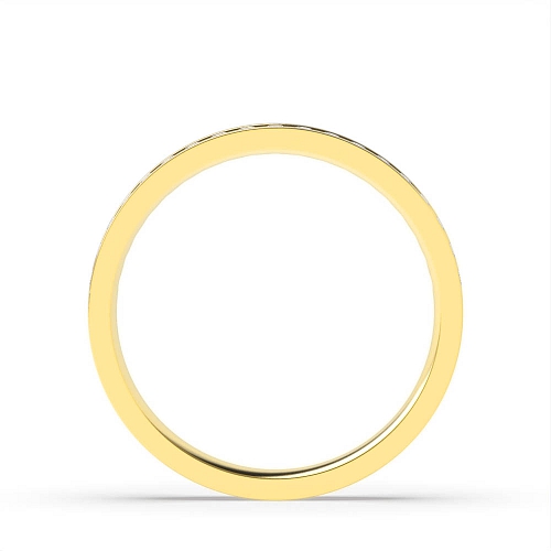 Channel Setting Round Yellow Gold flat Half Eternity Wedding Band