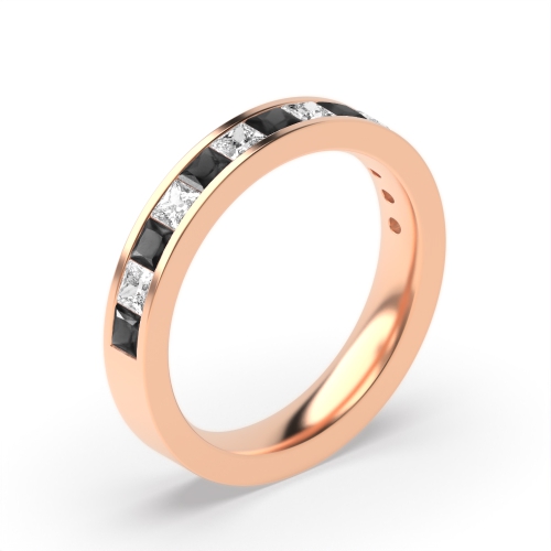 Channel Setting Princess Rose Gold And white Lab Grown Eternity Diamond Rings