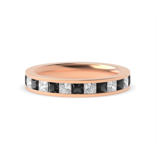 Channel Setting Princess Rose Gold And white Lab Grown Eternity Diamond Rings