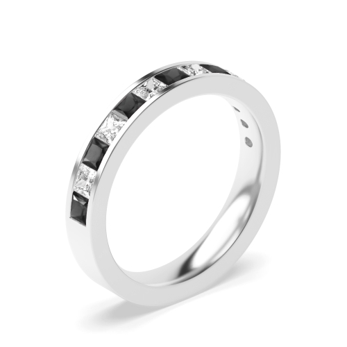 Channel Setting Princess Platinum And white Lab Grown Eternity Diamond Rings