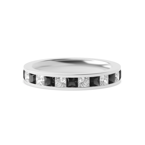 Channel Setting Princess Platinum And white Lab Grown Eternity Diamond Rings