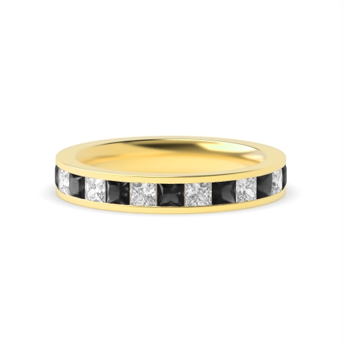 Channel Setting Princess Yellow Gold And white Lab Grown Eternity Diamond Rings