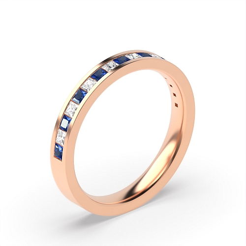 Channel Setting Princess Rose Gold And diamond Lab Grown Diamond Rings