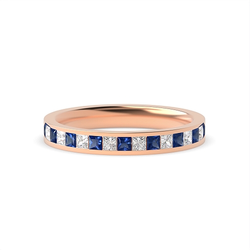 Channel Setting Princess Rose Gold And diamond Lab Grown Diamond Rings