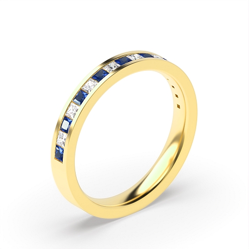 Channel Setting Princess Yellow Gold And diamond Lab Grown Diamond Rings
