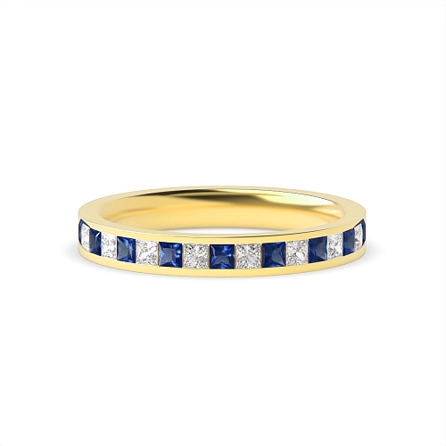 Channel Setting Princess Yellow Gold And diamond Lab Grown Diamond Rings