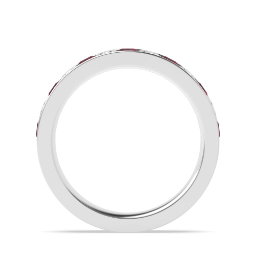 Channel Setting Princess White Gold And diamond Lab Grown Band Diamond Rings
