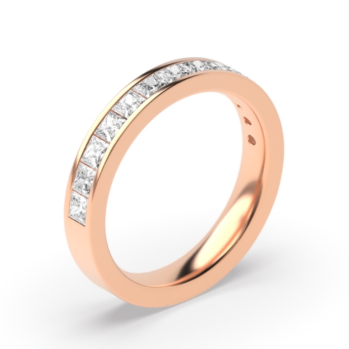 Channel Setting Princess Rose Gold Half Eternity Diamond Ring