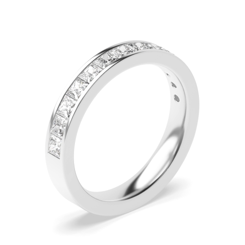 Channel Setting Princess Platinum Half Eternity Diamond Ring