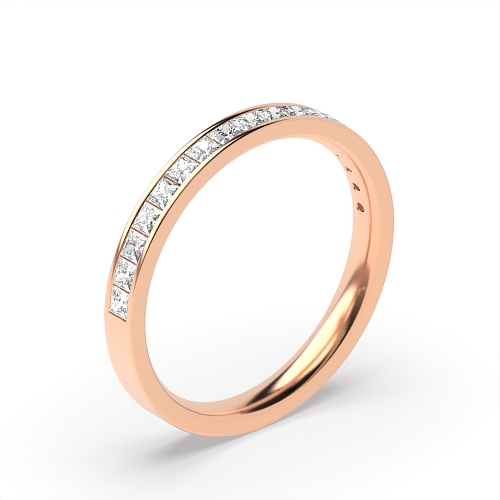 Channel Setting Princess Rose Gold classic Eternity Diamond Rings