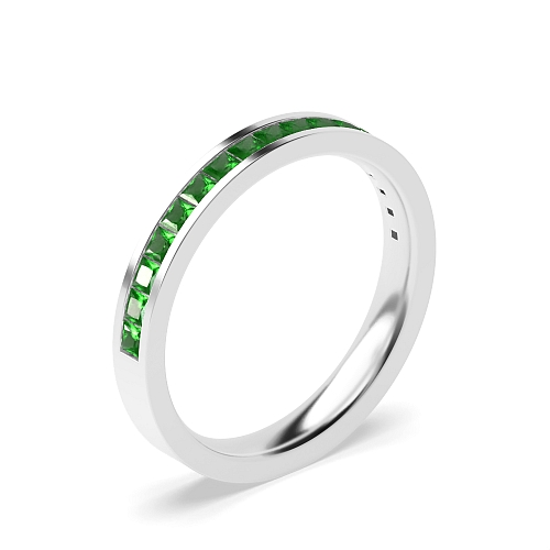 Channel Setting Princess classic Emerald Diamond Rings