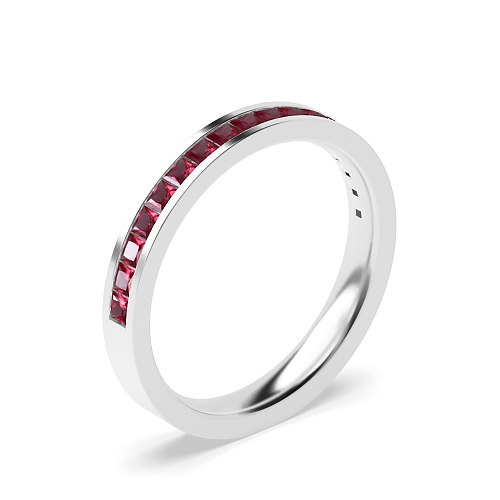 Channel Setting Princess classic Ruby Diamond Rings