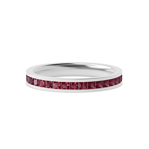 Channel Setting Princess classic Ruby Diamond Rings