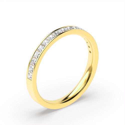 Channel Setting Princess Yellow Gold classic Diamond Rings
