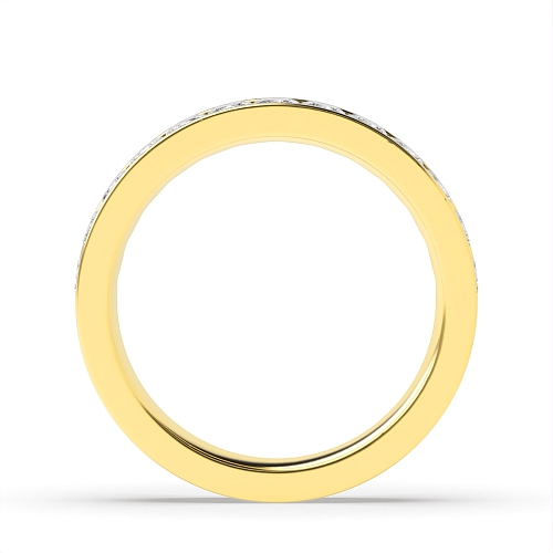 Channel Setting Princess Yellow Gold ideal Half Eternity Wedding Band