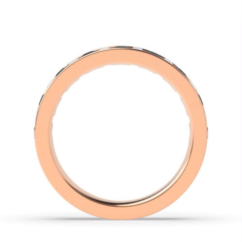 Channel Setting Round/Baguette Rose Gold And white Lab Grown Eternity Diamond Rings