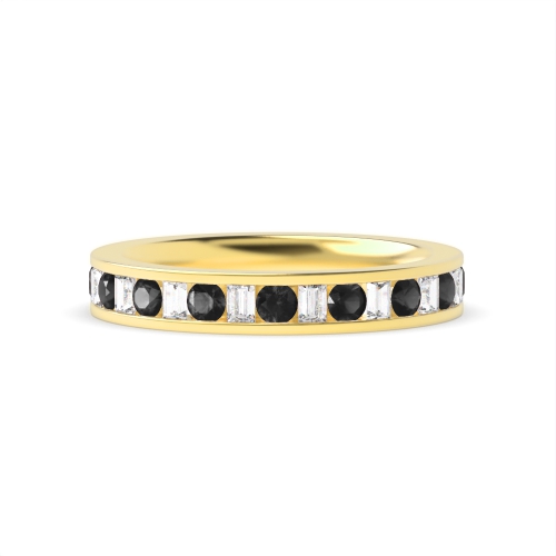 Channel Setting Round/Baguette Yellow Gold And white Lab Grown Eternity Diamond Rings