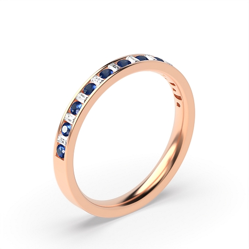 Channel Setting Round/Baguette Rose Gold Chromatic Orbit Lab Grown Eternity Diamond Rings