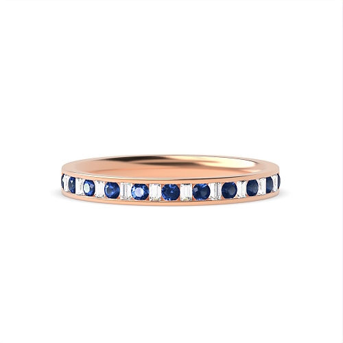 Channel Setting Round/Baguette Rose Gold Chromatic Orbit Lab Grown Eternity Diamond Rings