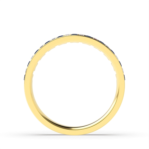 Channel Setting Round/Baguette Yellow Gold Chromatic Orbit Lab Grown Eternity Diamond Rings