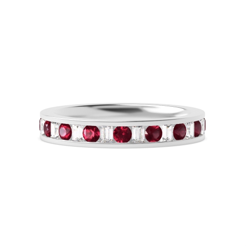 Channel Setting Round/Baguette Platinum And diamond Lab Grown Eternity Diamond Rings