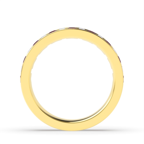 Channel Setting Round/Baguette Yellow Gold And diamond Lab Grown Eternity Diamond Rings