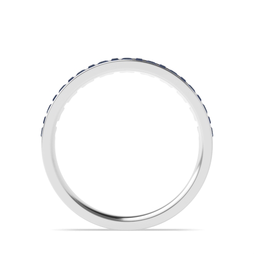Channel Setting Round/Baguette Ether Radiance Blue Sapphire Half Eternity Diamond Ring