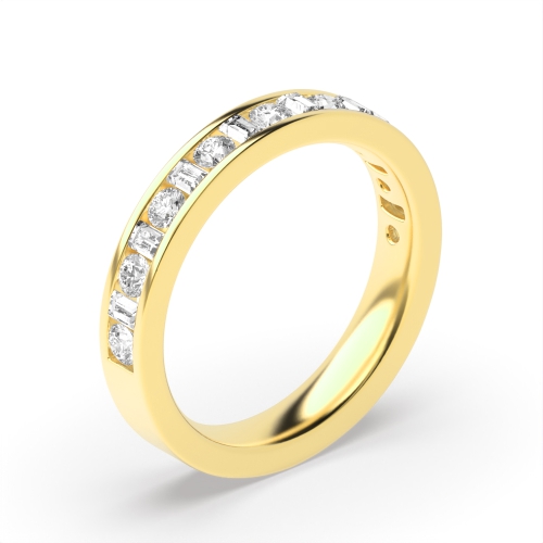Channel Setting Round & Baguette Half Eternity Diamond Ring