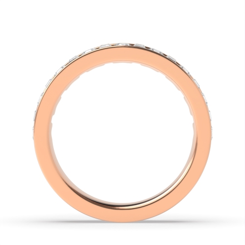 Channel Setting Round/Baguette Rose Gold Ether Radiance Half Eternity Wedding Band