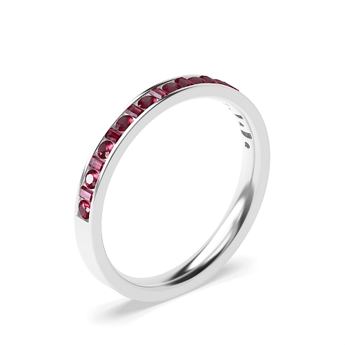 Channel Setting Round/Baguette and Ruby Diamond Rings