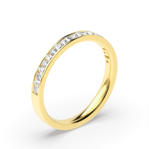 Channel Setting Round/Baguette Yellow Gold and Diamond Rings
