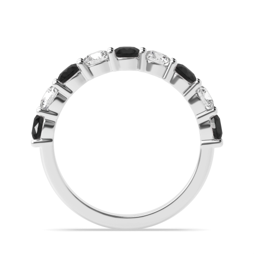 Channel Setting Round White Gold Shared claws alternate white and Naturally Mined Gemstone Diamond Rings