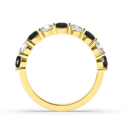 Channel Setting Round Yellow Gold Shared claws alternate white and Lab Grown Eternity Diamond Rings