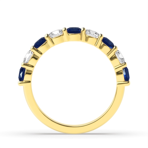 Channel Setting Round Yellow Gold Naturally Mined Half Eternity Diamond Ring