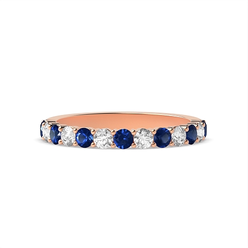 4 Prong Round Rose Gold Shared claws alternate diamond and Lab Grown Diamond Rings