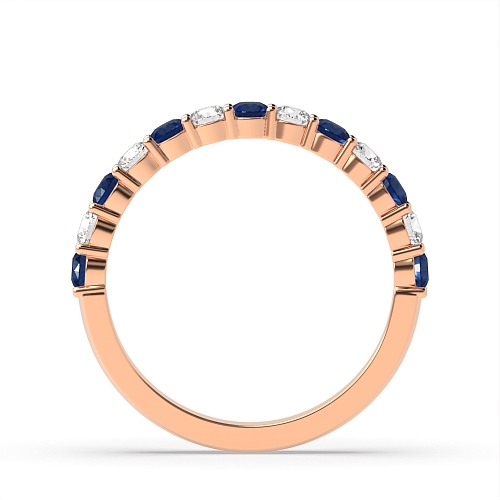 4 Prong Round Rose Gold Shared claws alternate diamond and Lab Grown Diamond Rings