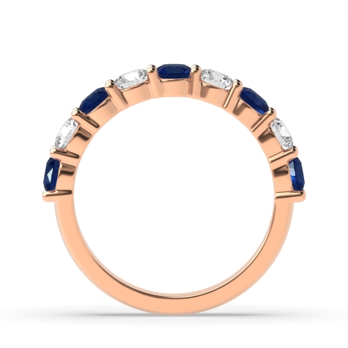 Channel Setting Round Rose Gold Shared claws alternate diamond and Lab Grown Eternity Diamond Rings