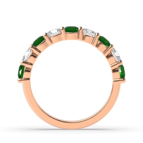 Channel Setting Round Rose Gold Shared claws alternate diamond and Lab Grown Diamond Rings