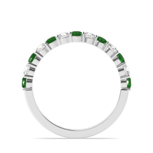 Channel Setting Round Shared claws alternate diamond and Emerald Diamond Rings