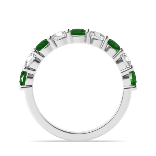 Channel Setting Round White Gold Shared claws alternate diamond and Lab Grown Half Eternity Diamond Rings