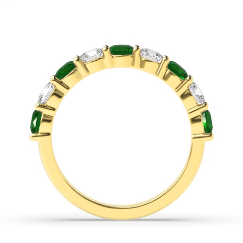 Channel Setting Round Yellow Gold Shared claws alternate diamond and Lab Grown Diamond Rings